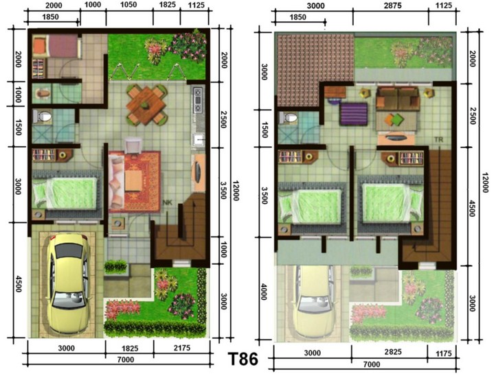 denah rumah minimalis 2 lantai